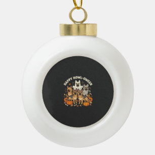 Deutscher Schäferhund Geist Halloween Howl-Oween D Keramik Kugel-Ornament