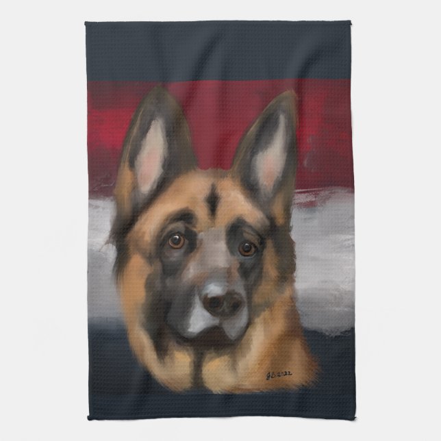 Deutscher Schäferhund Geschirrtuch (Vertikal)
