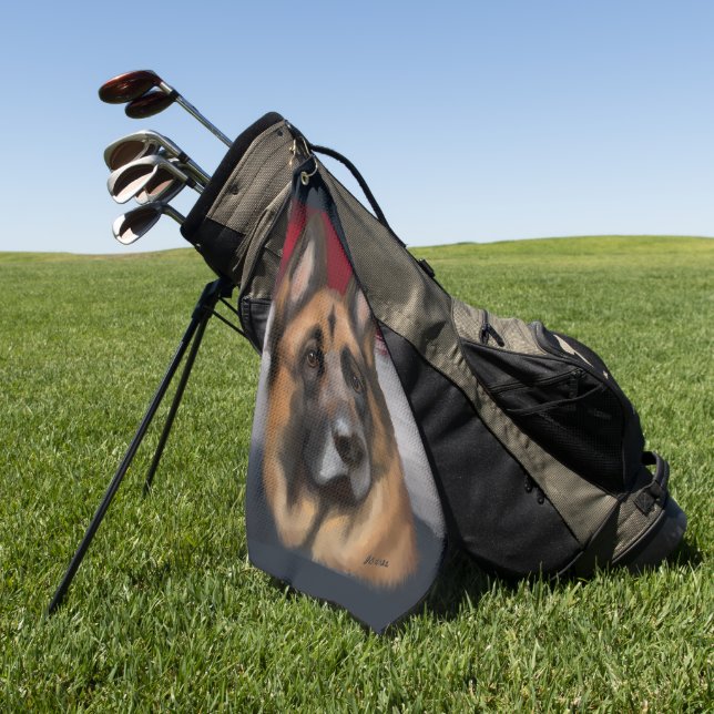 Deutscher Schäferhund Golfhandtuch (Gras)