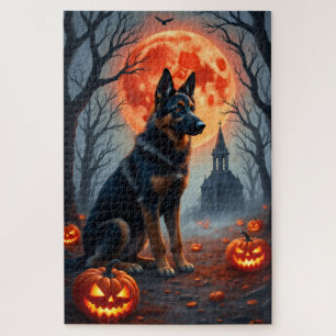 Deutscher Schäferhund Gothic Forest Halloween Kuns