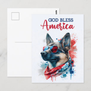 Deutscher Schäferhund, Gott segne Amerika Postkart Postkarte