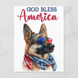 Deutscher Schäferhund, Gott segne Amerika Postkart Postkarte