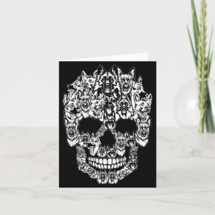 Deutscher Schäferhund Grafik Halloween-Schädel Karte