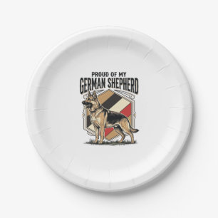 Deutscher Schäferhund Grafik Vintage Gravur Hunde Pappteller