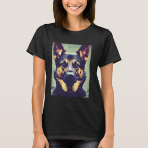 Deutscher Schäferhund großes Hundegesicht T-Shirt