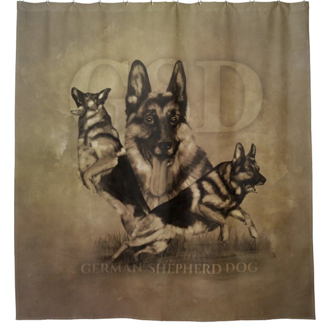 Deutscher Schäferhund - GSD Collage Duschvorhang (Vorderseite)