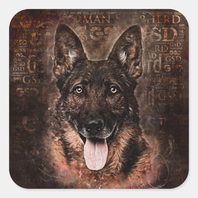 Deutscher Schäferhund - GSD Quadratischer Aufkleber (Vorderseite)