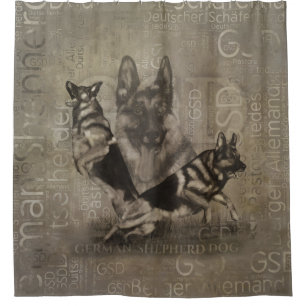 Deutscher Schäferhund - GSD Word Art Duschvorhang