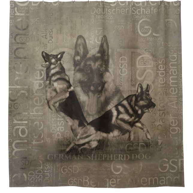 Deutscher Schäferhund - GSD Word Art Duschvorhang (Vorderseite)
