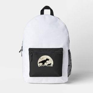 Deutscher Schäferhund Halloween Dinosaur Mond Silh Bedruckter Rucksack
