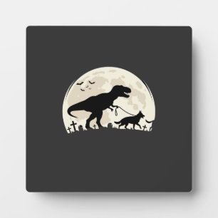 Deutscher Schäferhund Halloween Dinosaur Mond Silh Fotoplatte
