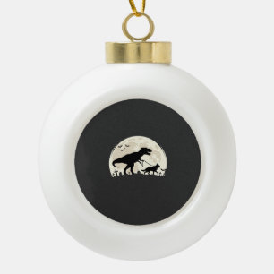 Deutscher Schäferhund Halloween Dinosaur Mond Silh Keramik Kugel-Ornament