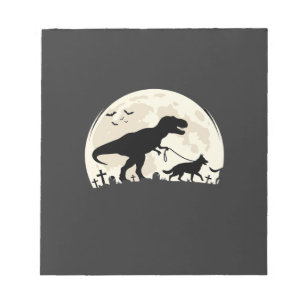 Deutscher Schäferhund Halloween Dinosaur Mond Silh Notizblock