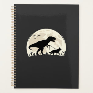 Deutscher Schäferhund Halloween Dinosaur Mond Silh Planer