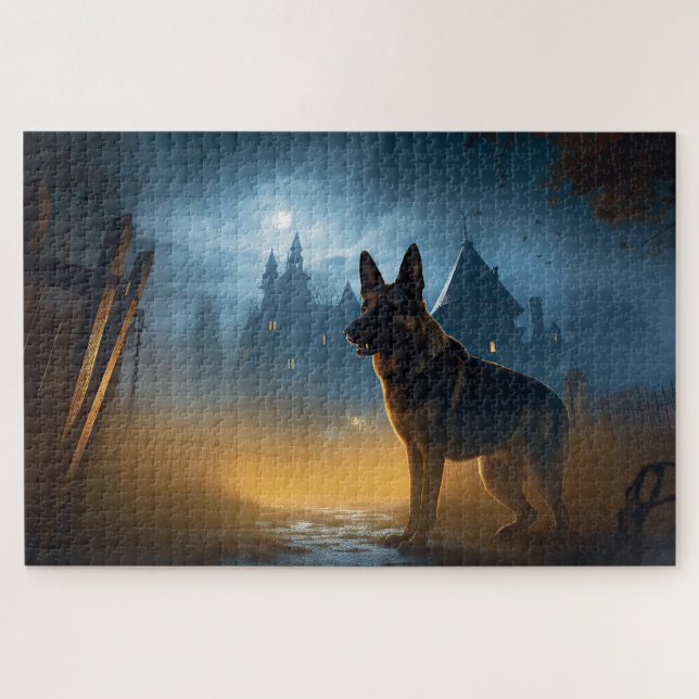Deutscher Schäferhund Halloween Gruselig (Horizontal)