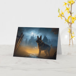 Deutscher Schäferhund Halloween Gruselig Karte