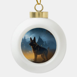 Deutscher Schäferhund Halloween Gruselig Keramik Kugel-Ornament