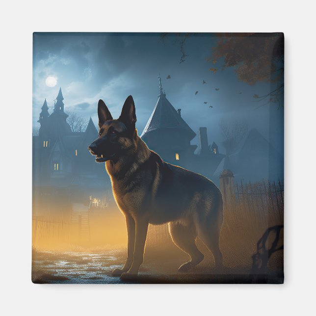 Deutscher Schäferhund Halloween Gruselig Magnet (Vorne)