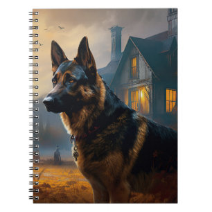 Deutscher Schäferhund Halloween Gruselig Notizblock