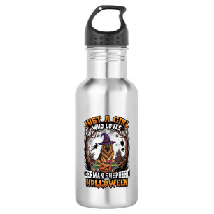Deutscher Schäferhund Halloween Hund Hexenhut Kürb Edelstahlflasche