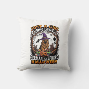 Deutscher Schäferhund Halloween Hund Hexenhut Kürb Kissen