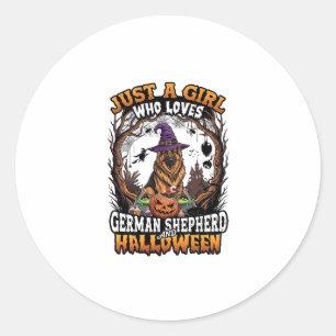 Deutscher Schäferhund Halloween Hund Hexenhut Kürb Runder Aufkleber