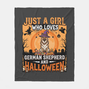 Deutscher Schäferhund Halloween Mädchen Hexe Hund Fleecedecke