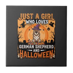 Deutscher Schäferhund Halloween Mädchen Hexe Hund Fliese