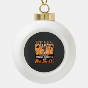 Deutscher Schäferhund Halloween Mädchen Hexe Hund Keramik Kugel-Ornament