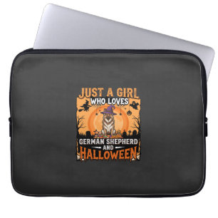 Deutscher Schäferhund Halloween Mädchen Hexe Hund Laptopschutzhülle