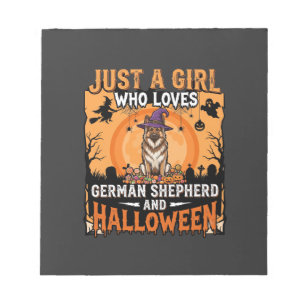 Deutscher Schäferhund Halloween Mädchen Hexe Hund  Notizblock