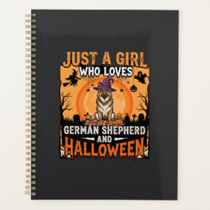 Deutscher Schäferhund Halloween Mädchen Hexe Hund  Planer
