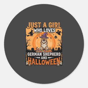 Deutscher Schäferhund Halloween Mädchen Hexe Hund Runder Aufkleber
