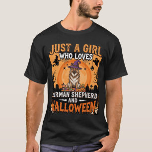 Deutscher Schäferhund Halloween Mädchen Hexe Hund T-Shirt