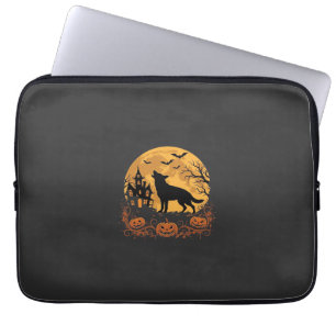 Deutscher Schäferhund Halloween Mond Kürbis Design Laptopschutzhülle