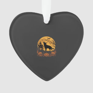 Deutscher Schäferhund Halloween Mond Kürbis Design Ornament