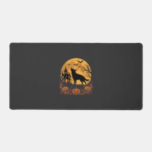 Deutscher Schäferhund Halloween Mond Kürbis Design Schreibtischunterlage