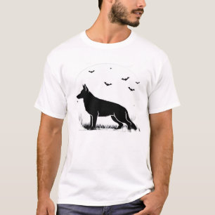 Deutscher Schäferhund � Halloween-Mond Silhouette T-Shirt