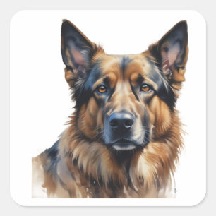 Deutscher Schäferhund Haustier Name Quadratischer Aufkleber