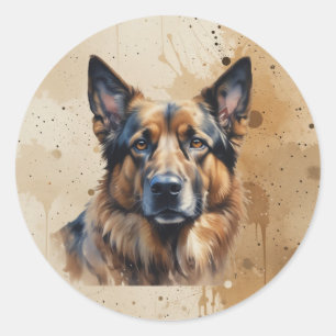 Deutscher Schäferhund Haustier Tier Runder Aufkleber