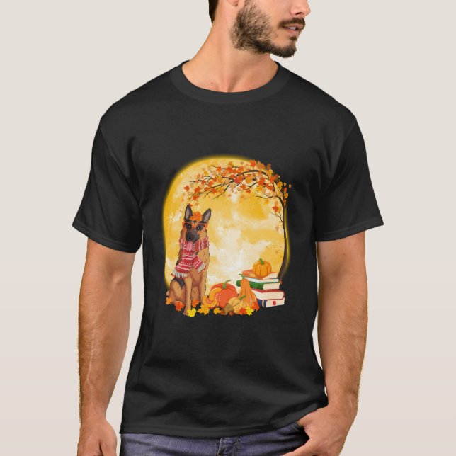 Deutscher Schäferhund Herbst Pumpkin Truck Mappe T T-Shirt (Vorderseite)