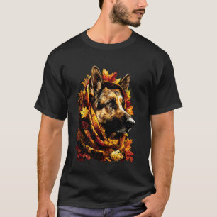 Deutscher Schäferhund Herbstlaub Wald Stimmung Her T-Shirt