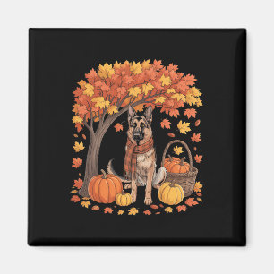 Deutscher Schäferhund Herbstschal Kürbis Herbst Al Magnet