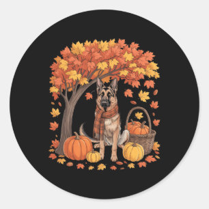 Deutscher Schäferhund Herbstschal Kürbis Herbst Al Runder Aufkleber