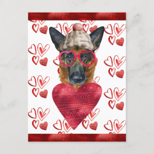 Deutscher Schäferhund Herz Hund Liebhaber Valentin Postkarte