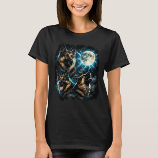 Deutscher Schäferhund heult den Mond an T-Shirt