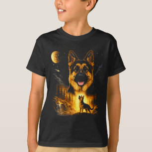 Deutscher Schäferhund heult zum Mond Vintage Mysti T-Shirt