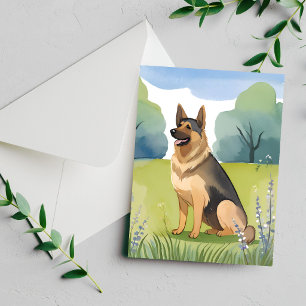 Deutscher Schäferhund Hund Aquarellmalerei Karte