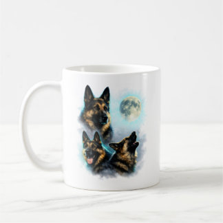Deutscher Schäferhund Hund heult den Mond an Kaffeetasse