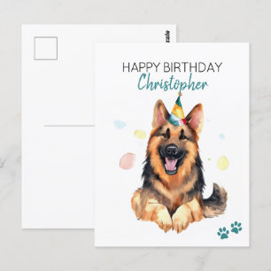 Deutscher Schäferhund Hund Personalisiert Happy Ge Postkarte